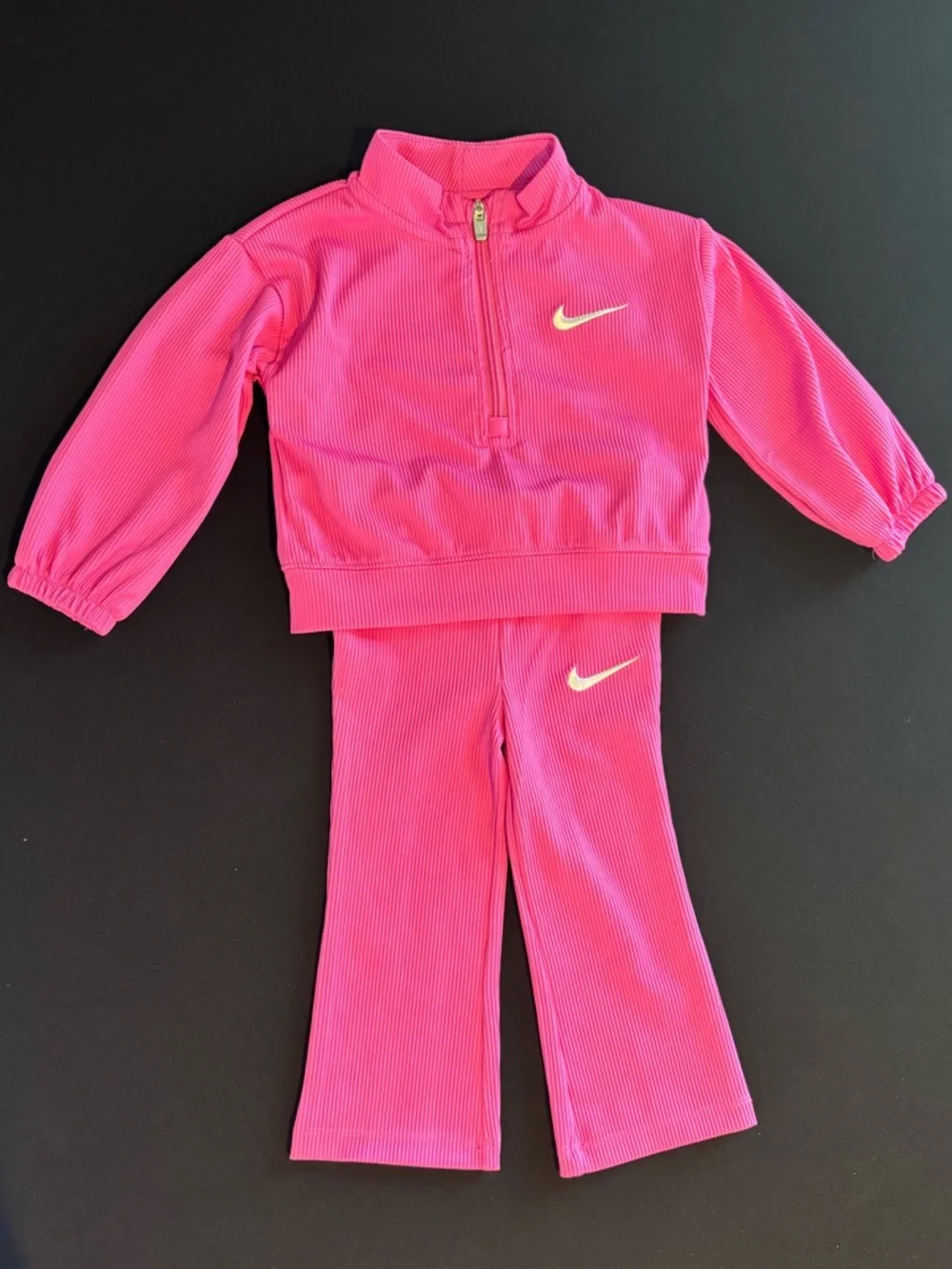 Nike Baby Girls' Quarter-Zip Top and Leggings 2-Piece Set Hot Pink 18 Months - Picture 2 of 6